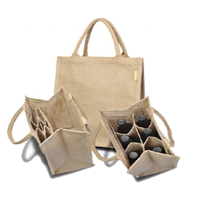 Opakowanie 6 butelek wina 27x18x30cm Torba na zakupy z juty