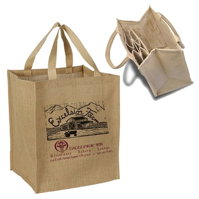 Opakowanie 6 butelek wina 27x18x30cm Torba na zakupy z juty